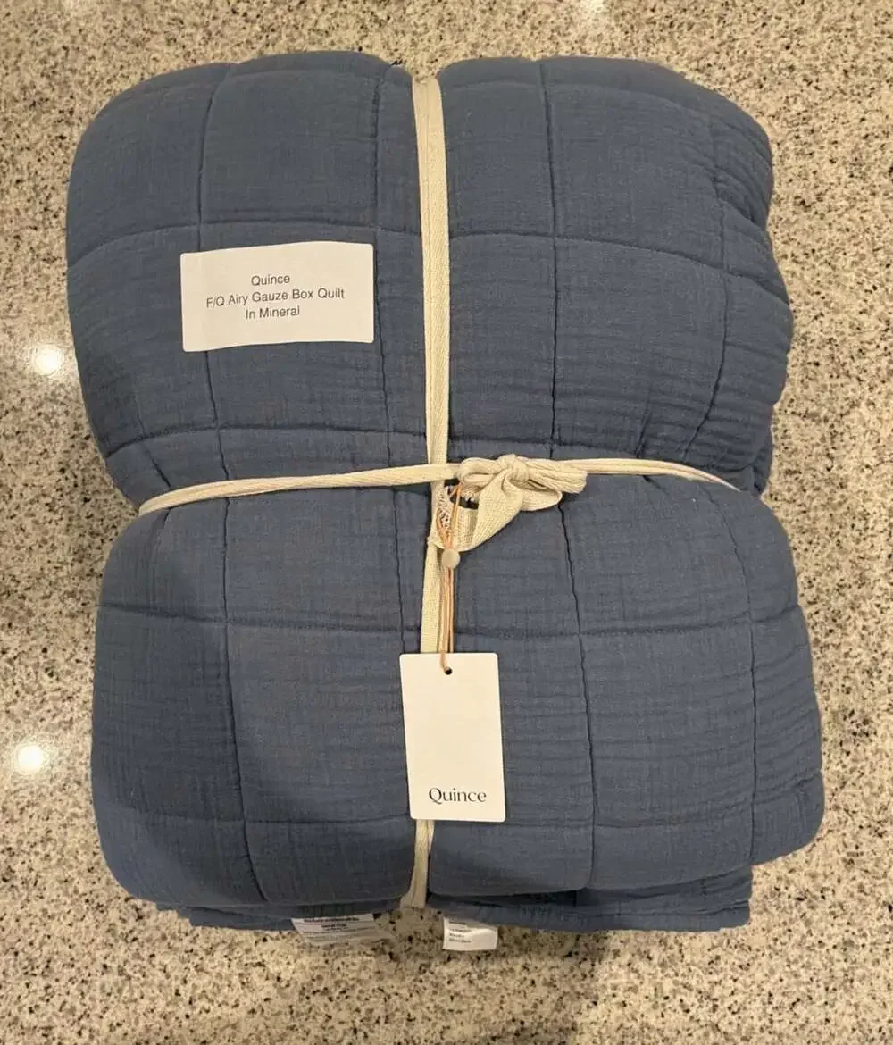 Quince F/Q Airy Gauze Box Quilt In Mineral Out of Stock Online